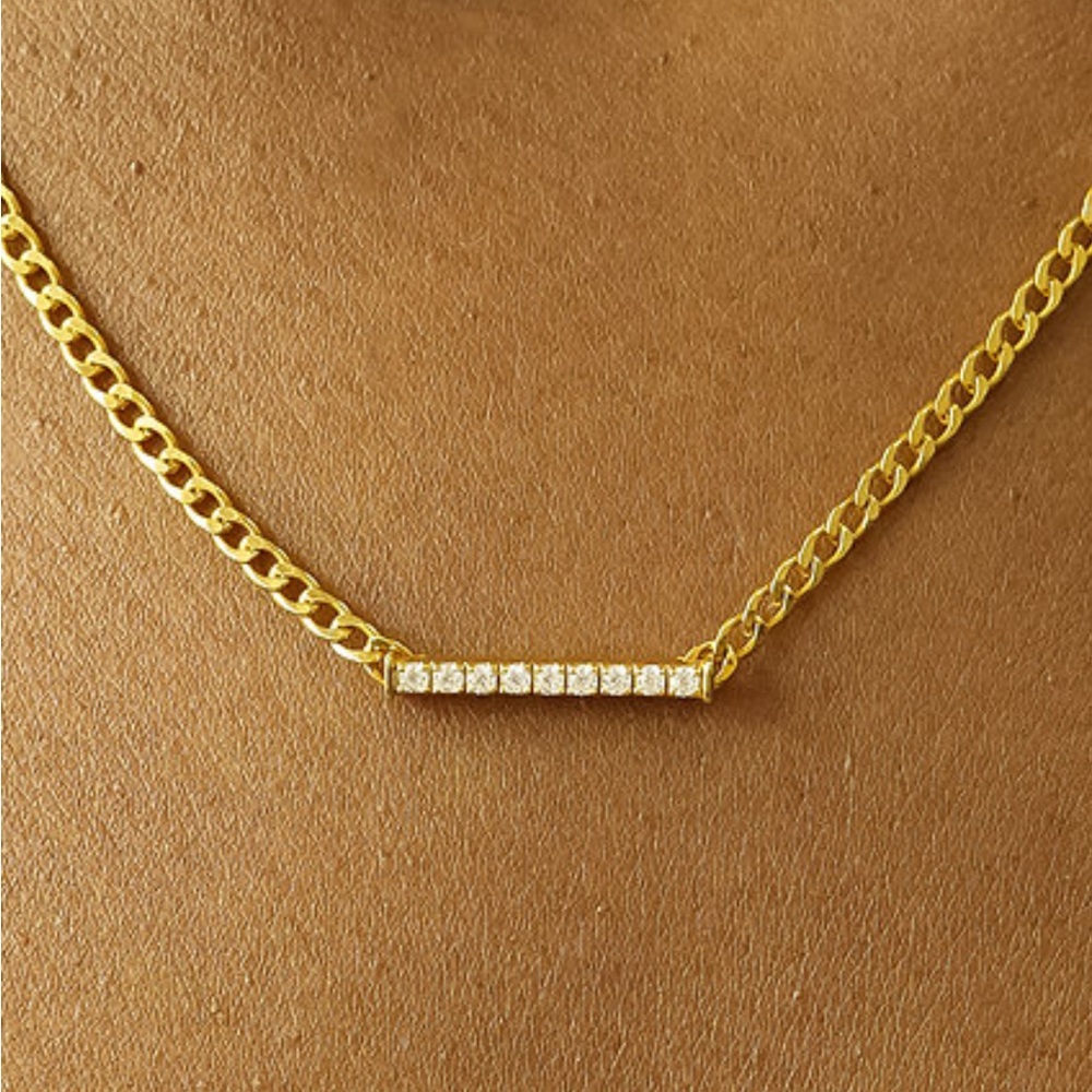 Diamond Bar 18” Pendant Necklace in Gold Vermeil - Picture 4 of 7
